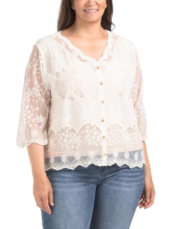 Liv Los Angeles Tops - LIV LOS ANGELES Plus Lace Cardigan